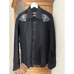 Mondo Embroidered Silver & Black XXL Button Down L Sleeve Jeweled Rock & Roll